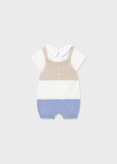 Mayoral - Gebreid Dungarees set - beige/blue