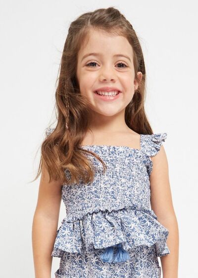 Mayoral - Smock Top print - blue/white