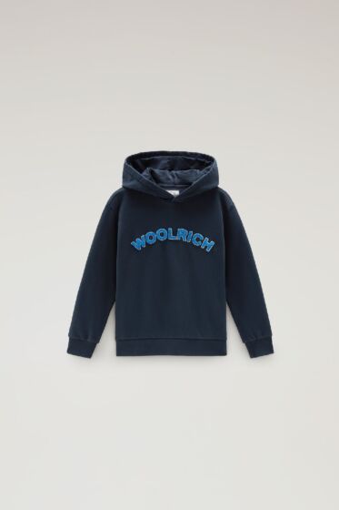 Woolrich - Varsity logo hoodie - melton blue