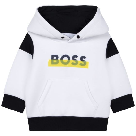 Boss - Hoodie Yellow Bar - white