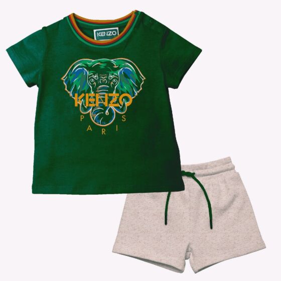 Kenzo - 2delige set olifant -  green/ecru melee